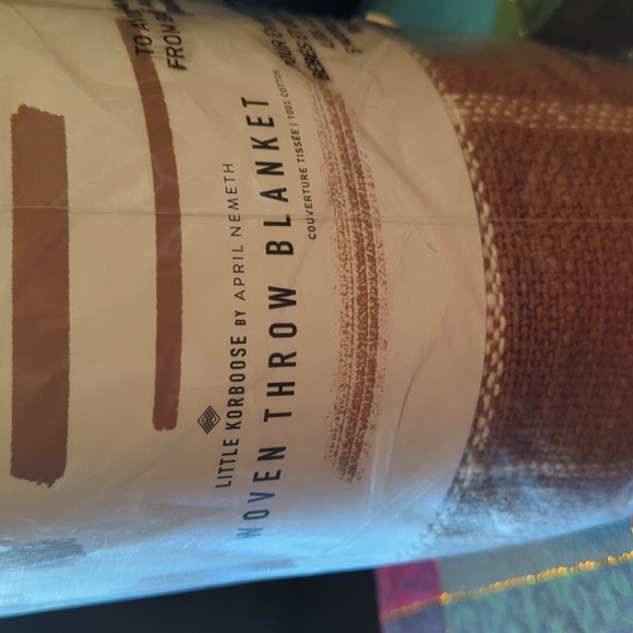 Little Korboose Woven Throw Blanket Taupe Rust cotton 60 x 50 NEW NIP Fall 🍁 - Picture 2 of 6